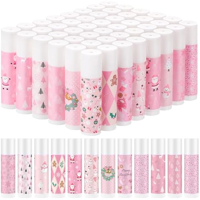 Maxcheck 48 PCS CHRISTMAS LIP BALM BULK MINI CANDY CANE LIP BALM MOISTURIZING GIFT CHRISTMAS STOCKING STUFFERS FOR XMAS PARTY GIFTS COWORKER STAFF EMPLOYEE APPRECIATION GIFTS(SWEET XMAS) - Image 1